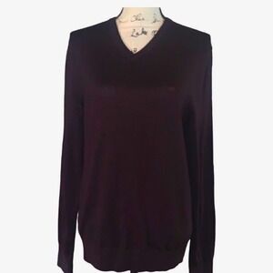 Calvin‎ Klein Men Merino Blend V Neck Sweater Burgundy Small